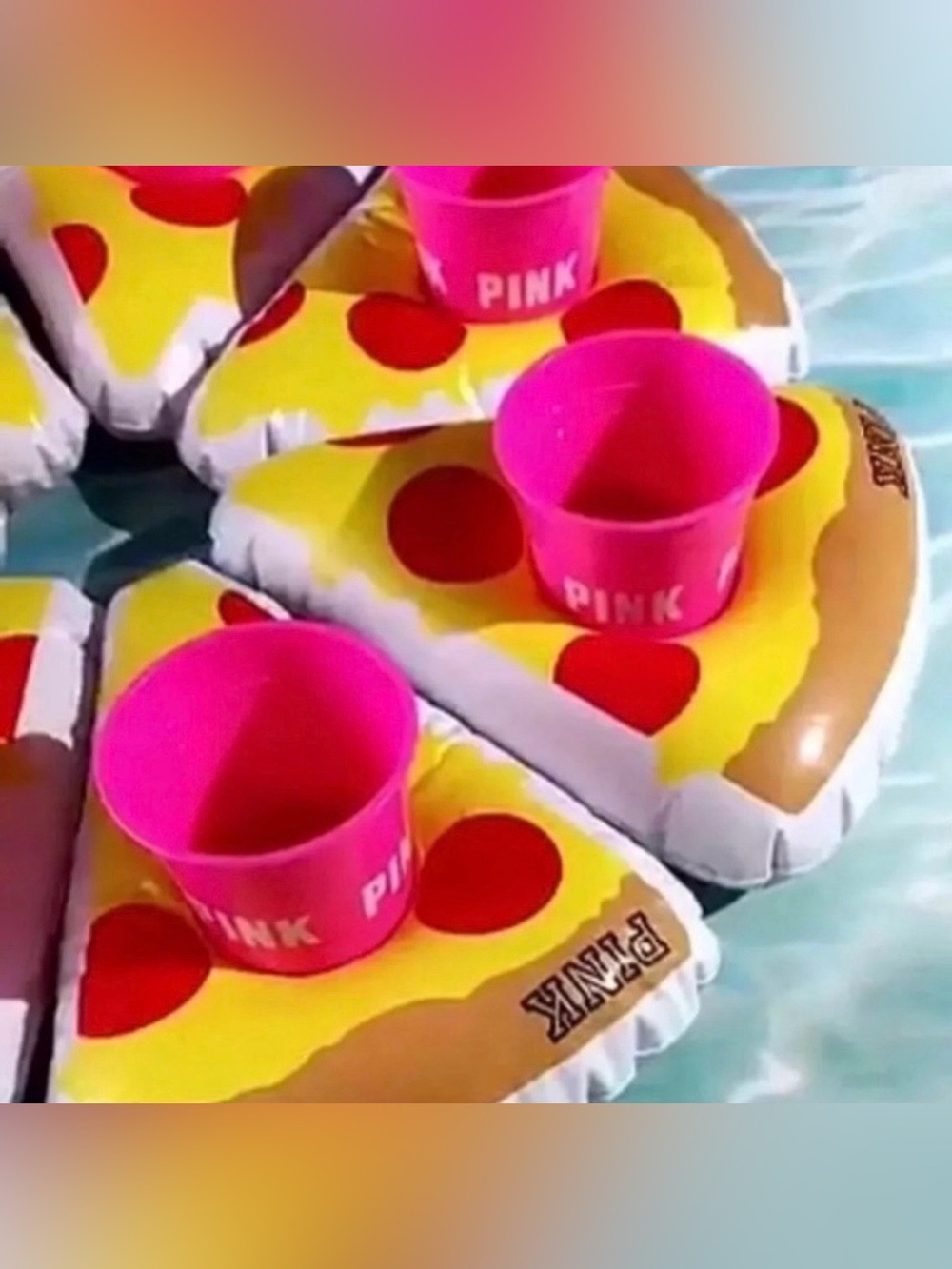 New Victorias Secret PINK Pepperoni Pizza Inflatable Beverage Drink Boats Floats - Picture 2 of 4